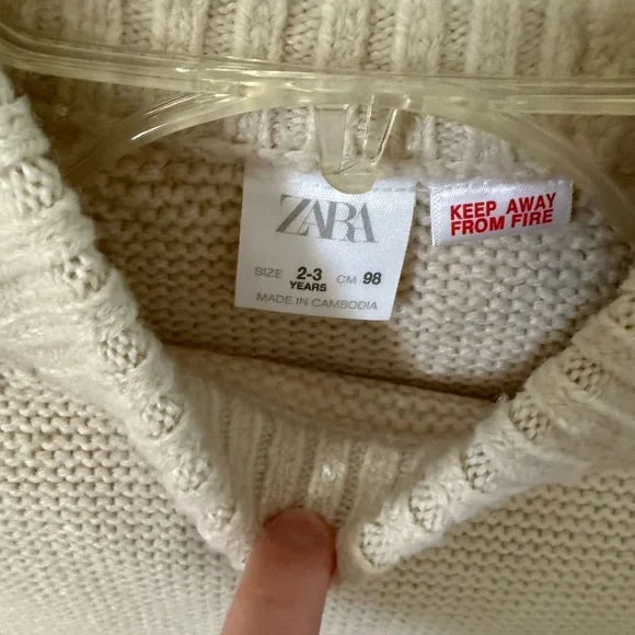 Zara kids Cream Sweater, 2-3 years - Picture 3 of 6